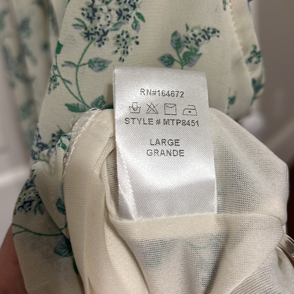 Floral Ruffle Women's Top - Green and Cream - Picture 6 of 15